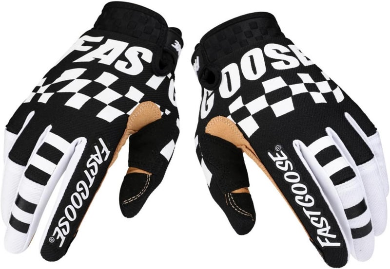 EXCEREY Square Grid MTB Cool Motorcycle Bicycle Full Finger Off-Road Racing Gloves Outdoor Sports for Men Women & Mountaineering - Image 1